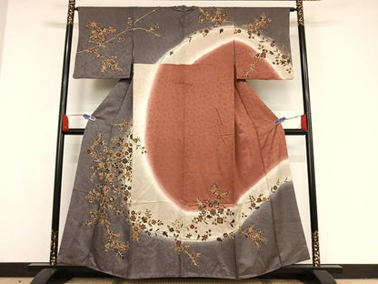 平和屋着物●訪問着　更紗枝花文　暈し染め　やまと誂製　正絹　逸品　AAAX0014np