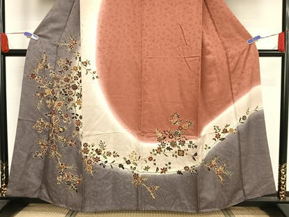 平和屋着物●訪問着　更紗枝花文　暈し染め　やまと誂製　正絹　逸品　AAAX0014np
