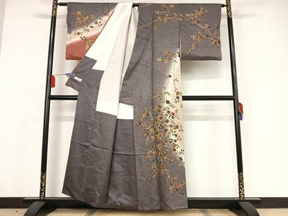 平和屋着物●訪問着　更紗枝花文　暈し染め　やまと誂製　正絹　逸品　AAAX0014np