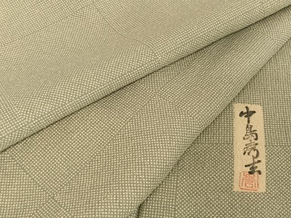 平和屋着物●人間国宝・中島秀吉・重要無形文化財 江戸小紋 市松文様 正絹 逸品 AAAX0033np