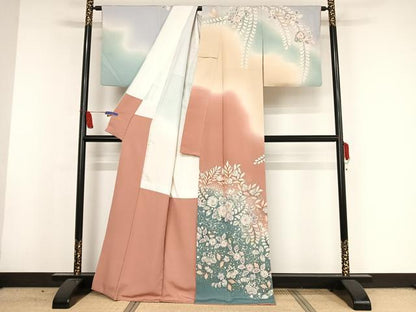 平和屋着物●越後十日町の一流染匠　桐屋・翠山工房　訪問着　辻が花　絞り　暈し染め　正絹　逸品　AAAX0034np
