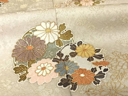 平和屋着物●世界的友禅作家　千地泰弘　訪問着　花丸文　暈し染め　金彩　金通し地　正絹　逸品　AAAX0035np