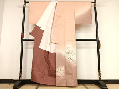 平和屋着物●西陣 宮階織物 宮繍苑 里葉 紬 訪問着 金糸 金彩 正絹 逸品 AAAX0040np