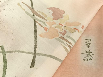 平和屋着物●西陣 宮階織物 宮繍苑 里葉 紬 訪問着 金糸 金彩 正絹 逸品 AAAX0040np