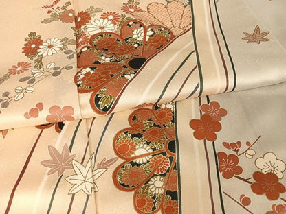 平和屋着物●訪問着　立波草花文　金彩　正絹　逸品　AAAX0045np