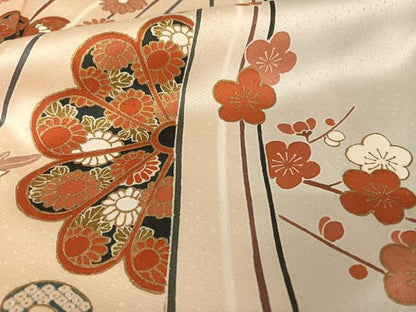 平和屋着物●訪問着　立波草花文　金彩　正絹　逸品　AAAX0045np