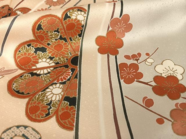 平和屋着物●訪問着　立波草花文　金彩　正絹　逸品　AAAX0045np