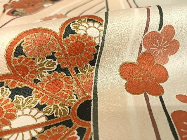 平和屋着物●訪問着　立波草花文　金彩　正絹　逸品　AAAX0045np