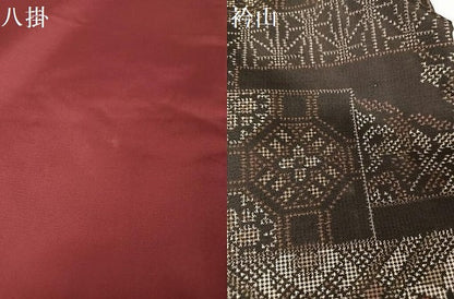 平和屋着物●上質な紬 吉祥花文 黒地 正絹 逸品 AAAX0100np