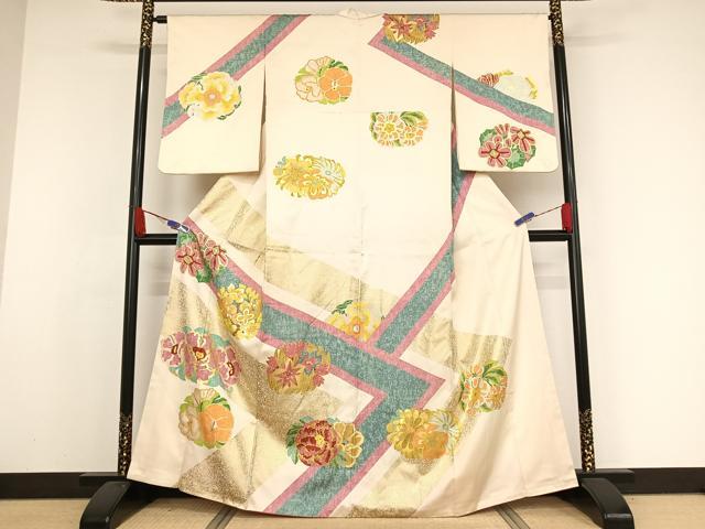 平和屋着物●訪問着 草花文 金彩 正絹 逸品 AAAX0103np