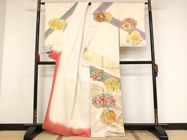 平和屋着物●訪問着 草花文 金彩 正絹 逸品 AAAX0103np
