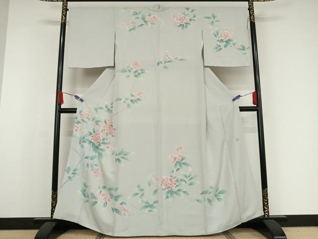平和屋着物●訪問着　友禅　作家物　枝花文　正絹　逸品　AAAX0109np