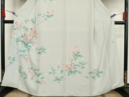 平和屋着物●訪問着　友禅　作家物　枝花文　正絹　逸品　AAAX0109np