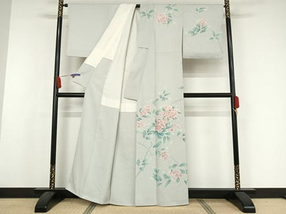 平和屋着物●訪問着　友禅　作家物　枝花文　正絹　逸品　AAAX0109np