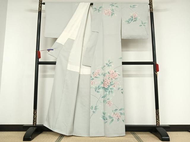平和屋着物●訪問着　友禅　作家物　枝花文　正絹　逸品　AAAX0109np
