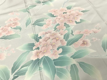 平和屋着物●訪問着　友禅　作家物　枝花文　正絹　逸品　AAAX0109np