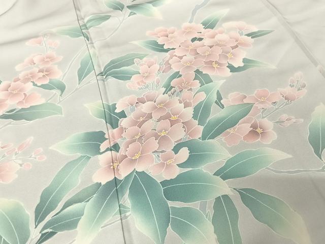 平和屋着物●訪問着　友禅　作家物　枝花文　正絹　逸品　AAAX0109np