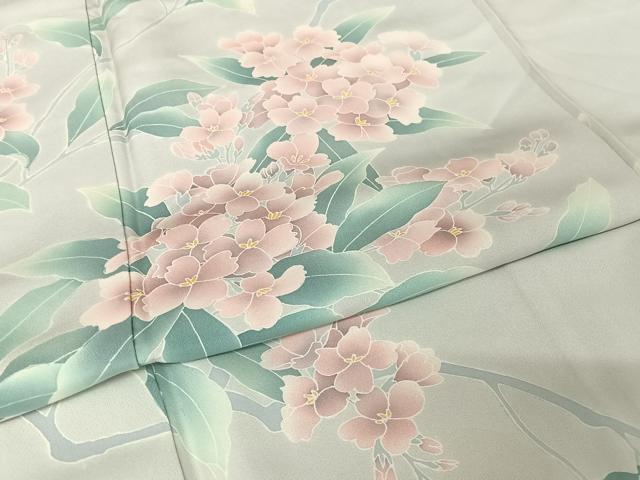 平和屋着物●訪問着　友禅　作家物　枝花文　正絹　逸品　AAAX0109np
