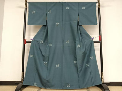 平和屋着物●上質な紬 胴抜き仕立て 舞葉文 正絹 逸品 未使用 AAAX0122np
