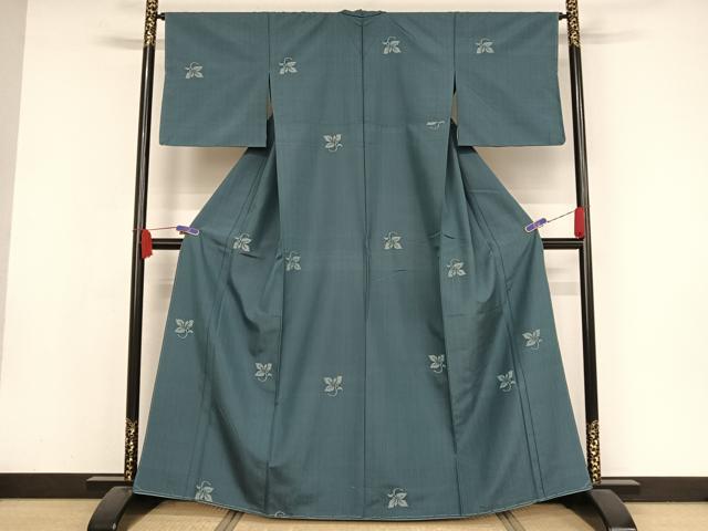平和屋着物●上質な紬 胴抜き仕立て 舞葉文 正絹 逸品 未使用 AAAX0122np