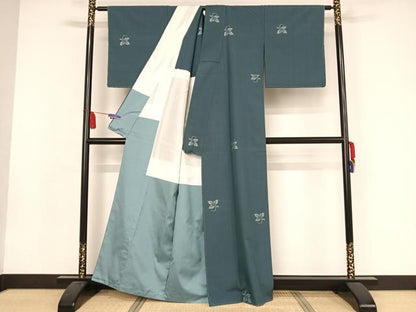 平和屋着物●上質な紬 胴抜き仕立て 舞葉文 正絹 逸品 未使用 AAAX0122np
