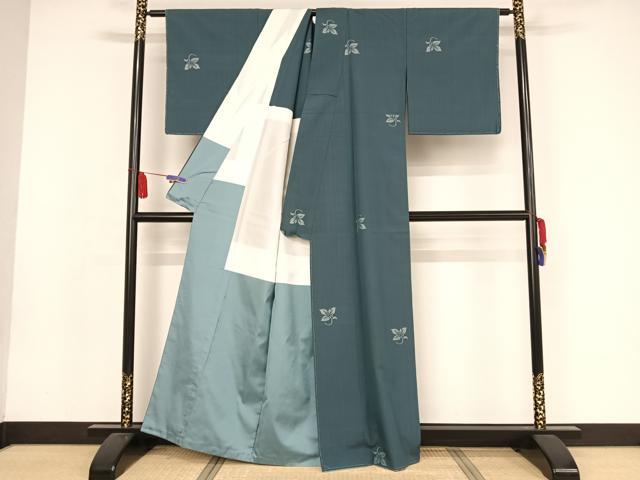 平和屋着物●上質な紬 胴抜き仕立て 舞葉文 正絹 逸品 未使用 AAAX0122np