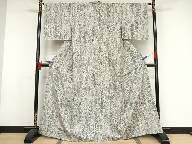 平和屋着物●本場大島紬 白大島 カタス７マルキ 総絣 樹林文 正絹 逸品 AAAX0123np