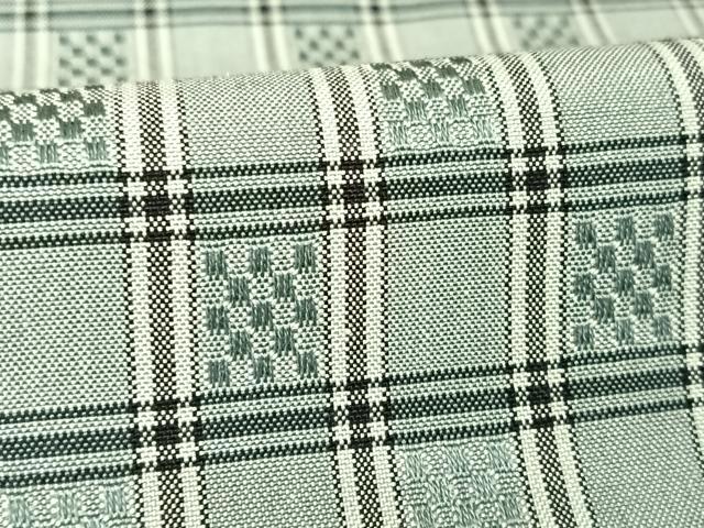 平和屋着物●花織　紬　格子　正絹　逸品　AAAX0169np