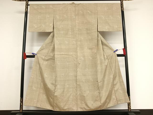 平和屋着物●上質な紬　井桁絣文様　正絹　逸品　AAAX0172np