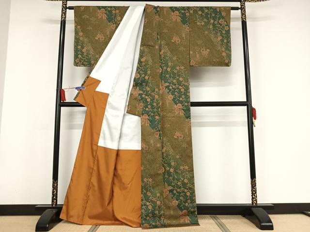 平和屋着物●小紋 花蝶文 暈し染め 洗える着物 AAAX0180np