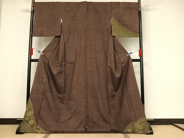 平和屋着物●訪問着 作家物 紬地 辻が花 正絹 逸品 AAAX0194np