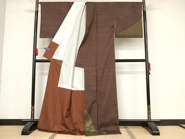 平和屋着物●訪問着 作家物 紬地 辻が花 正絹 逸品 AAAX0194np