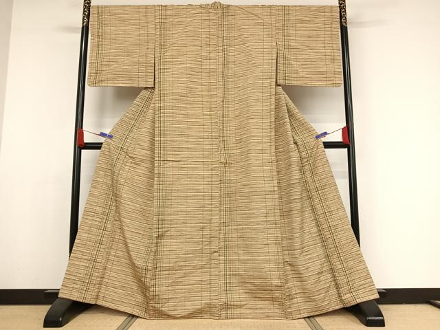 平和屋着物●上質な紬 縞 正絹 逸品 未使用 AAAX0198np