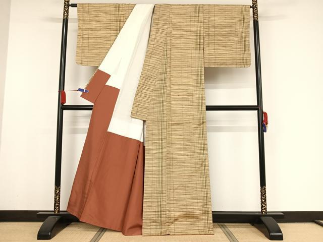 平和屋着物●上質な紬 縞 正絹 逸品 未使用 AAAX0198np