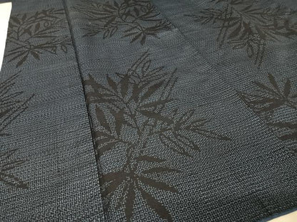 平和屋着物●結城紬　80亀甲　笹の葉文　正絹　逸品　AAAX0200np