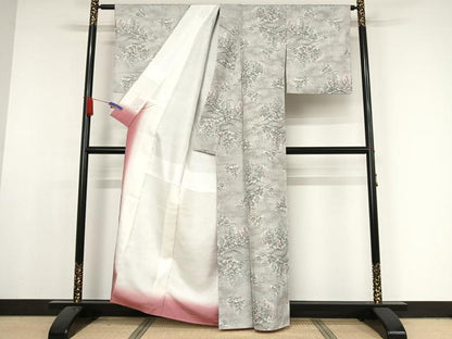 平和屋着物●上質な紬 樹林文 正絹 逸品 AAAX0212np