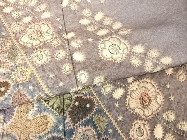 平和屋着物●希少　辻が花染織作家　功刀稔國　久保田一竹の弟子　訪問着　辻が花　絞り　暈し染め　金通し地　正絹　逸品　AAAX0217np