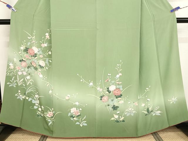 平和屋着物●訪問着　友禅　草花文　暈し染め　正絹　逸品　AAAX0221np