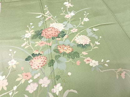 平和屋着物●訪問着　友禅　草花文　暈し染め　正絹　逸品　AAAX0221np