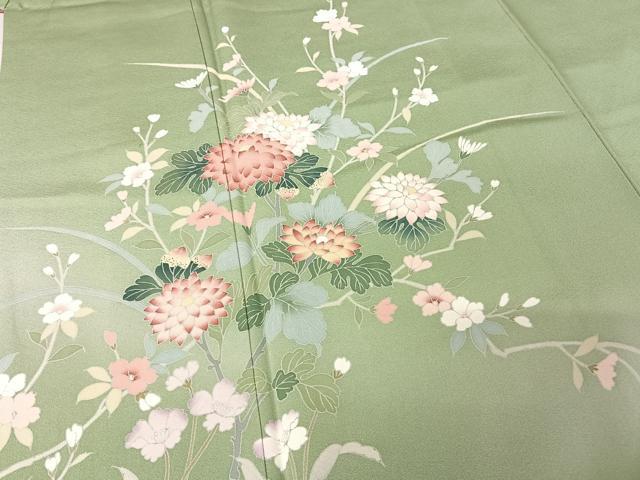 平和屋着物●訪問着　友禅　草花文　暈し染め　正絹　逸品　AAAX0221np