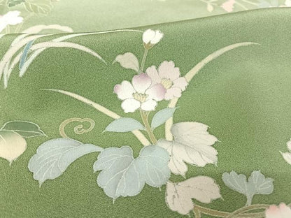 平和屋着物●訪問着　友禅　草花文　暈し染め　正絹　逸品　AAAX0221np