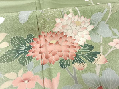 平和屋着物●訪問着　友禅　草花文　暈し染め　正絹　逸品　AAAX0221np