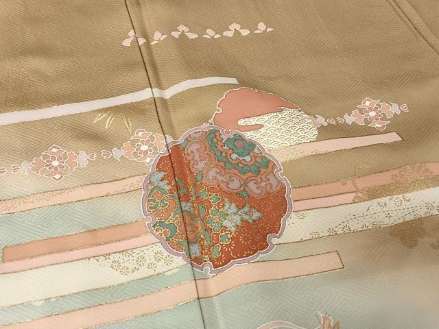 平和屋着物●訪問着 雪輪花文 暈し染め 金彩 正絹 逸品 未使用 AAAX0236np