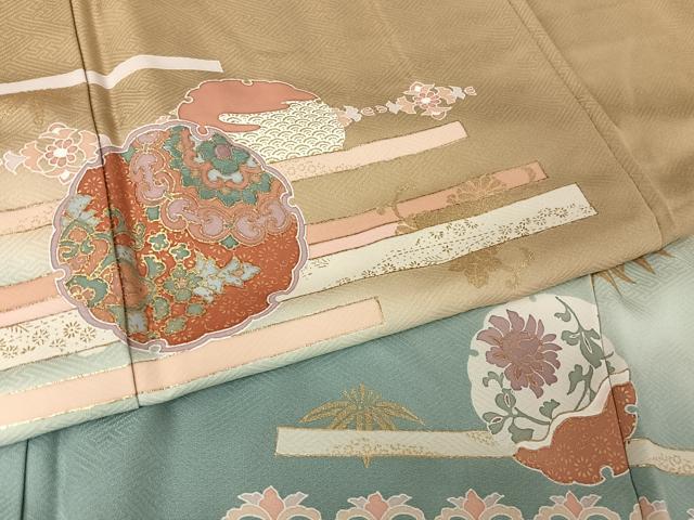 平和屋着物●訪問着 雪輪花文 暈し染め 金彩 正絹 逸品 未使用 AAAX0236np