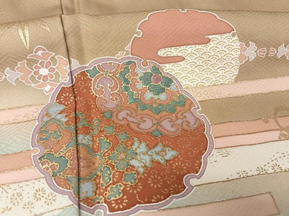 平和屋着物●訪問着 雪輪花文 暈し染め 金彩 正絹 逸品 未使用 AAAX0236np