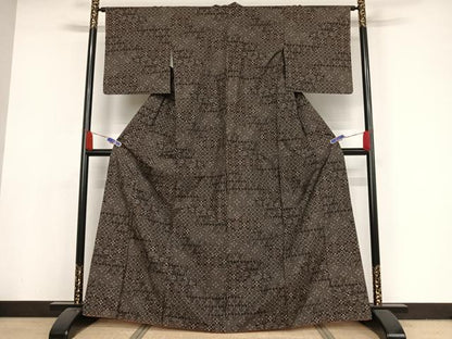 平和屋着物●上質な紬 草花文 正絹 逸品 未使用 AAAX0237np