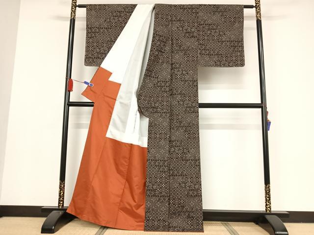 平和屋着物●上質な紬 草花文 正絹 逸品 未使用 AAAX0237np