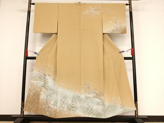 平和屋着物●訪問着 友禅 飛鶴風景文 暈し染め 正絹 逸品 AAAX0249np