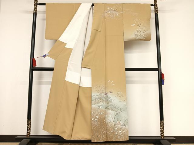 平和屋着物●訪問着 友禅 飛鶴風景文 暈し染め 正絹 逸品 AAAX0249np