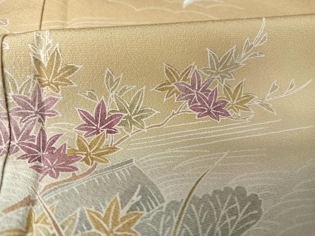 平和屋着物●訪問着 友禅 飛鶴風景文 暈し染め 正絹 逸品 AAAX0249np
